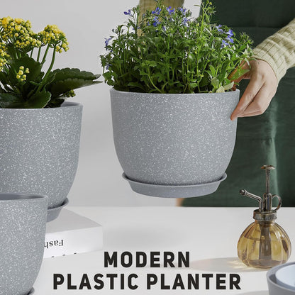 Plant Pots 10/9/8/7.5/7 inch Flower Pots with Multi Mesh Drainage Holes, Planters for Indoor