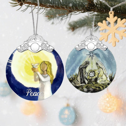 Stained Glass Ornament, Peace Angel Christmas Ornaments, Christmas Decorations for Tree, Holiday