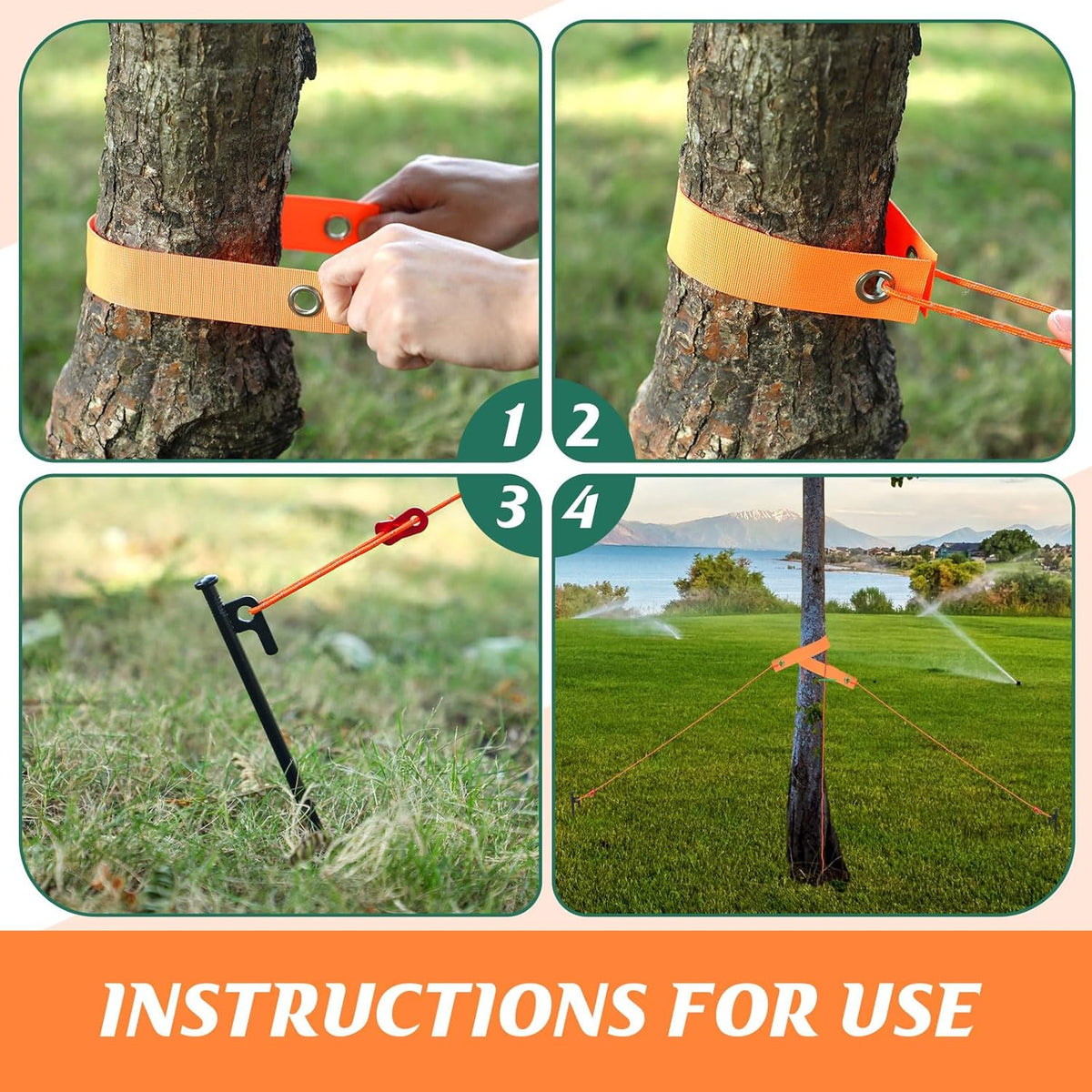 Sintuff 36 Pcs Heavy Duty Tree Stake Kits Stake and Support for Young Leaning Tree Anchor