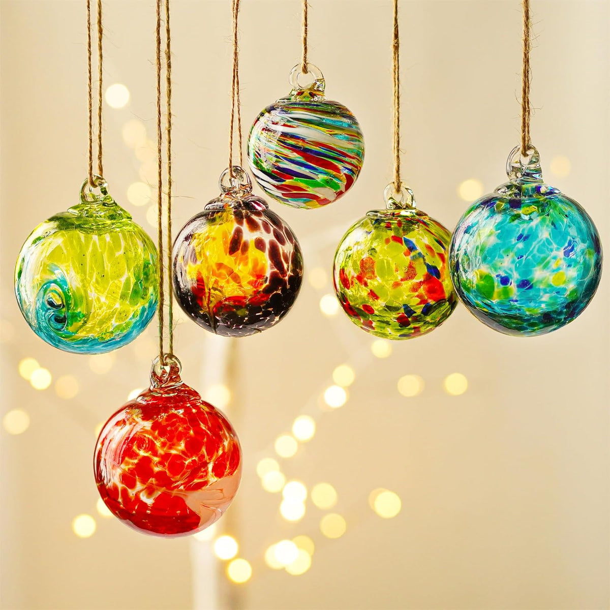 6pcs Hand-Blown Glass Christmas Ornaments Balls Hanging Glass Balls Witches Ball Gazing Ball for