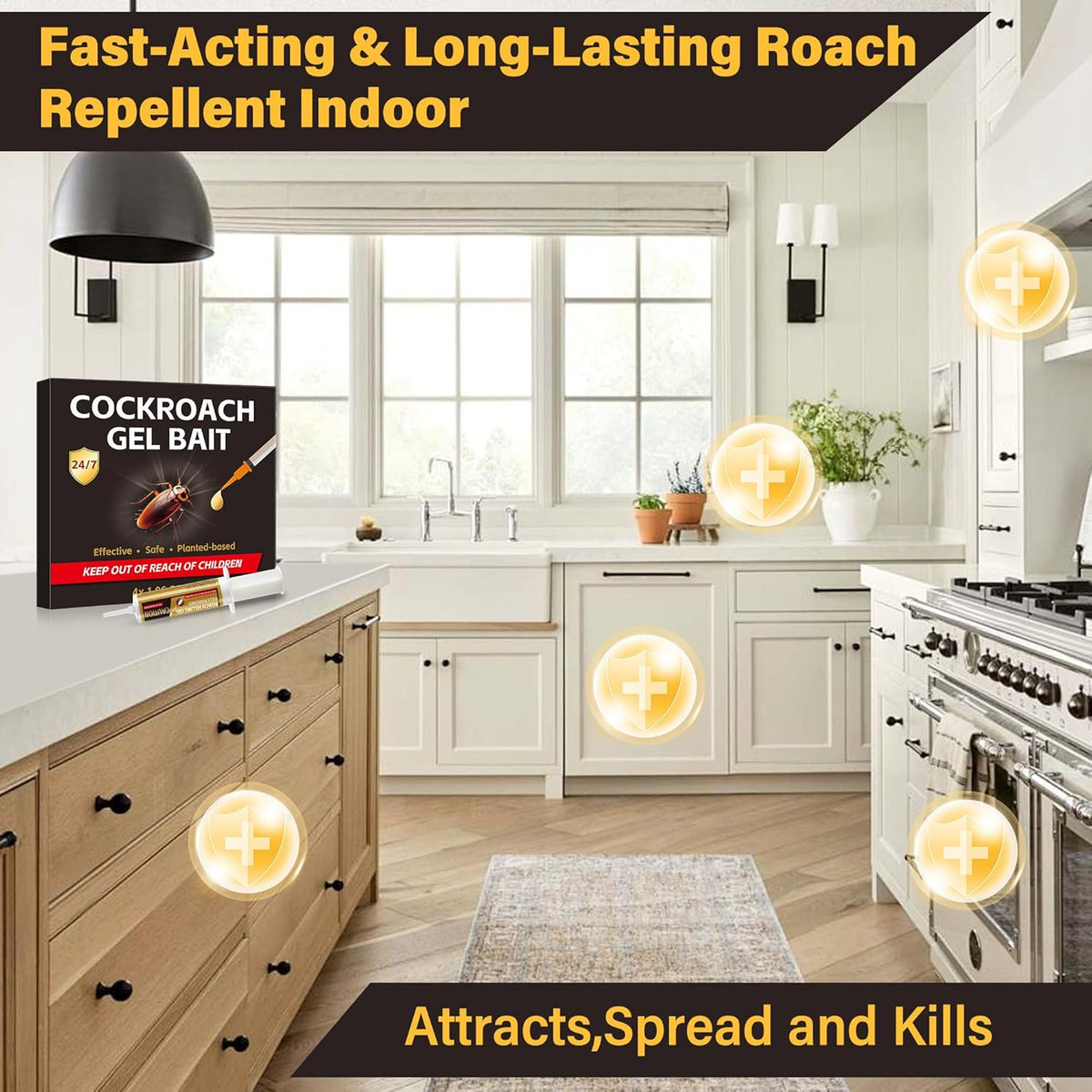 4 Tubes Cockroach Gel Bait, Powerful Roach Repellent Bait Trap Infestation Solution Indoor for