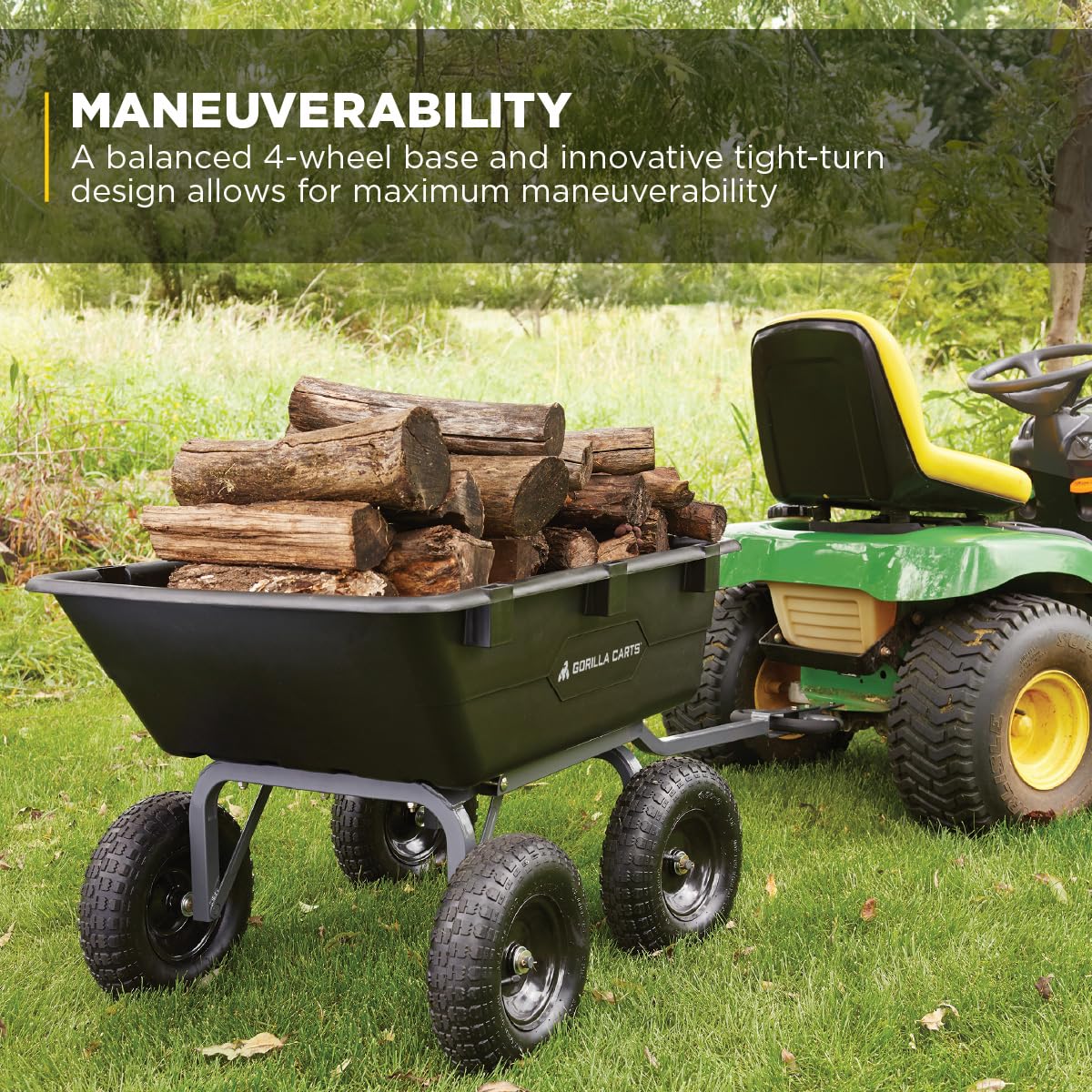 Gorilla Carts Poly Garden Dump Garden Cart with Easy to Assemble Steel Frame, Camping Wagon with