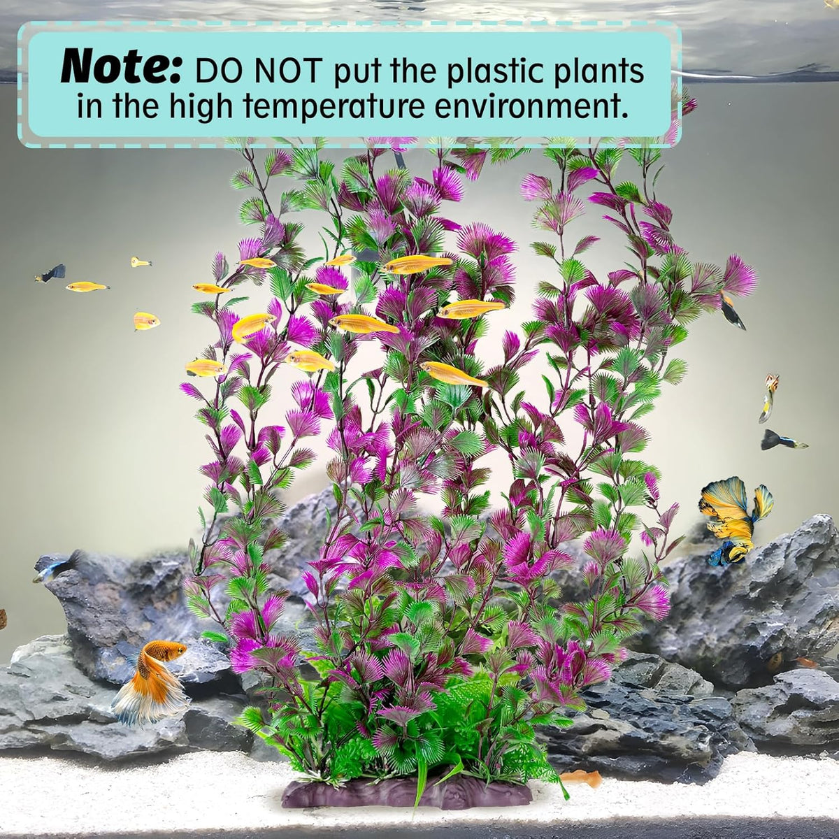Hamiledyi Aquarium Plastic Plants Aquarium Decor Artificial Fish Tank Plants,Tall Fish Tank