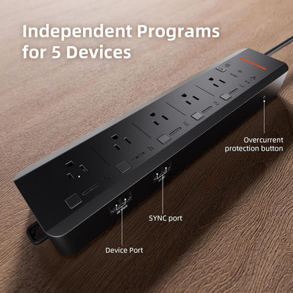 Spider Farmer GGS AC5 Power Strip Kits, 5 AC Smart APP-Based Controls Outlets, 3 in 1 Soil Sensor