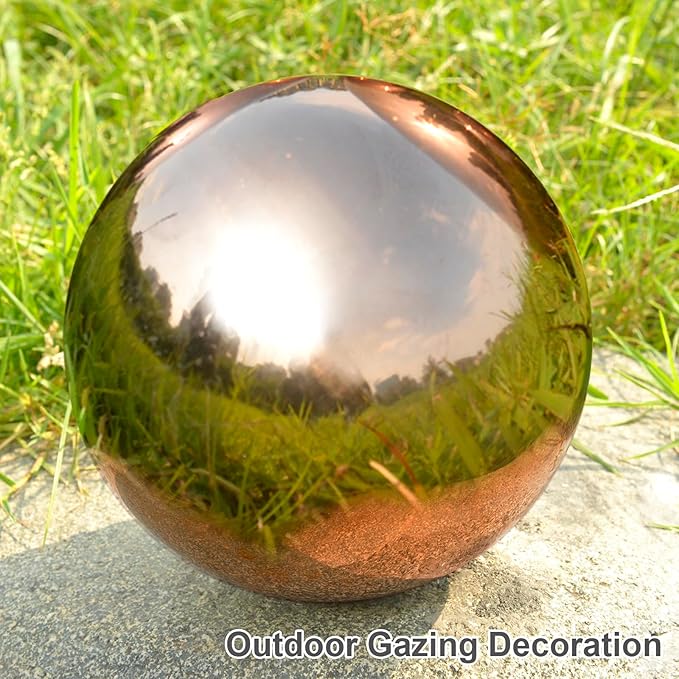 Nerien 10inch Gazing Ball, Stainless Steel Garden Mirror Globe, Polished Ornament Sphere, Hollow