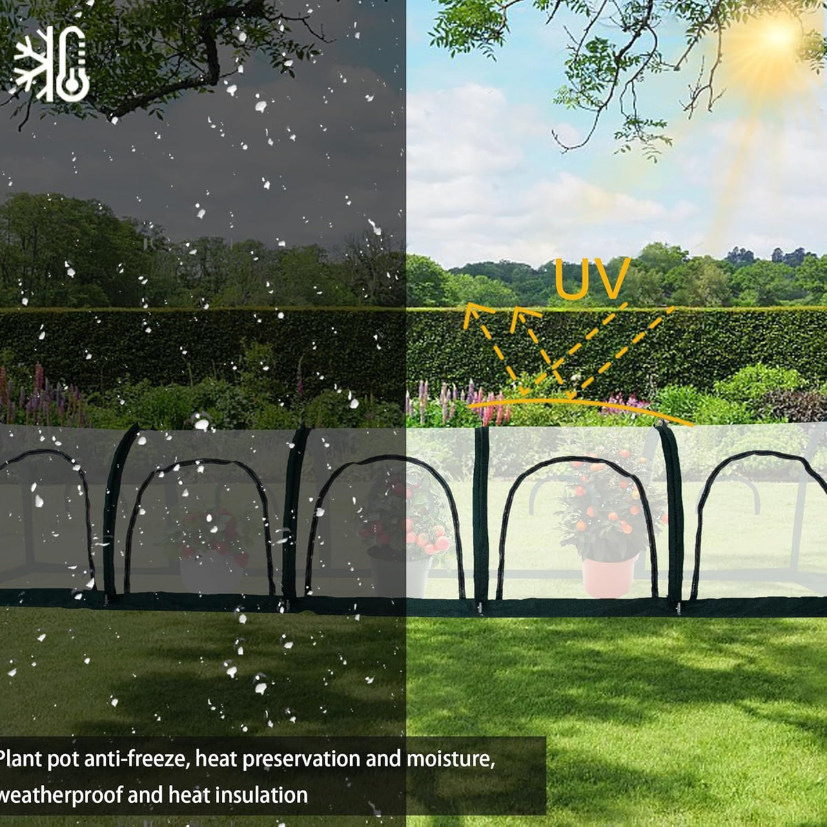 Portable PE Plastic Tunnel Greenhouse for Outdoors - Cambered Poly Transparent Long Greenhouses