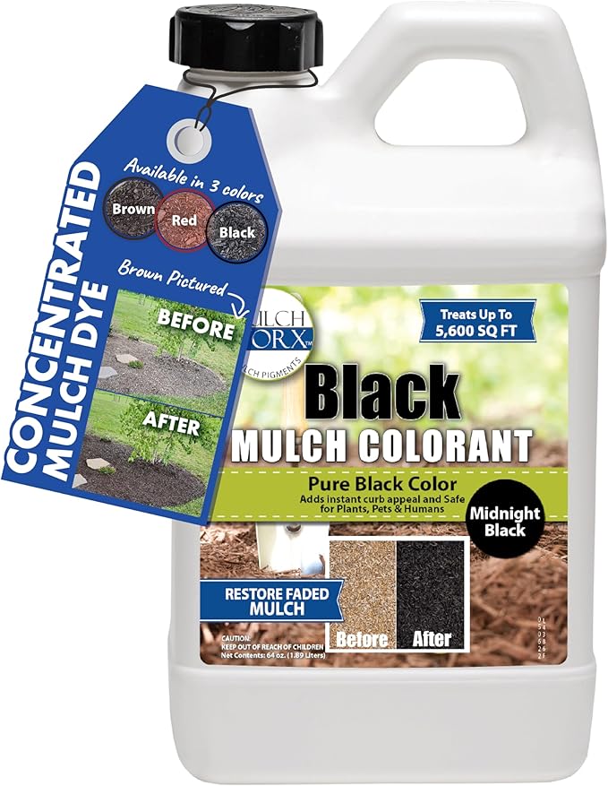 MulchWorx Black Mulch Color Concentrate - 5,600 Sq. Ft. - Pure Midnight Black Mulch Dye Spray