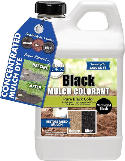 MulchWorx Black Mulch Color Concentrate - 5,600 Sq. Ft. - Pure Midnight Black Mulch Dye Spray