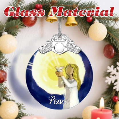 Stained Glass Ornament, Peace Angel Christmas Ornaments, Christmas Decorations for Tree, Holiday