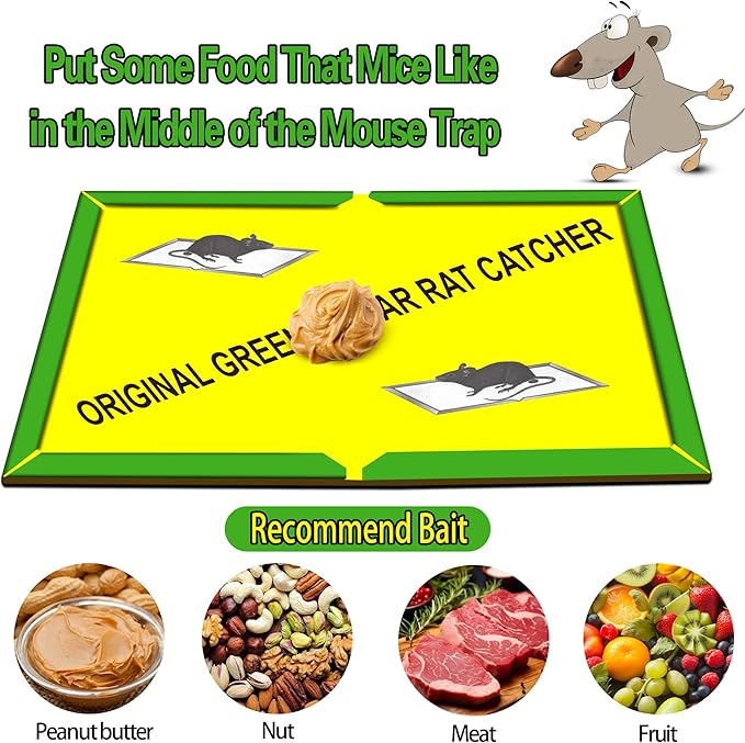 Ezoon 24 Pack Large Mouse Glue Traps with Enhanced Stickiness, Sticky Rat Snake Mouse Traps Pad