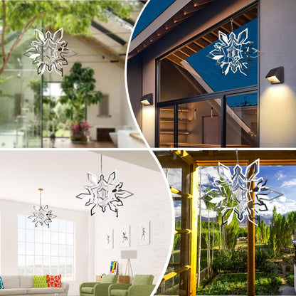 Hanging Wind Spinner Outdoor Metal Decorations, Silver Wind Spinners for Yard and Garden, 3D Mirror