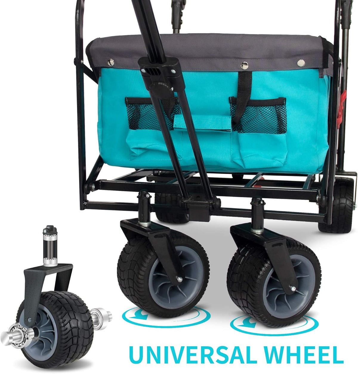 TMZ All Terrain Utility Folding Wagon, Collapsible Garden Cart, Heavy Duty Beach Wagon, for