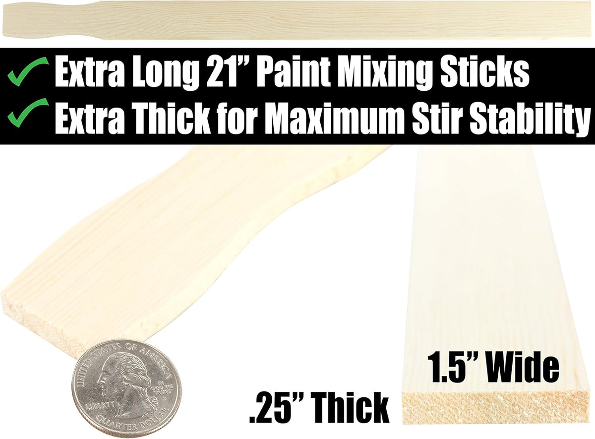 Ultra Sturdy 21in Paint Stir Sticks 5 Pack. Sanded Wood Paddle Stirrers for Mixing Epoxy or Paints