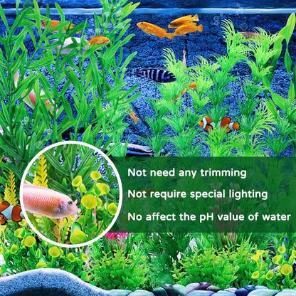 Fish Tank Plants, 20pcs Aquarium Decor Green Plants Artificial Aquarium Decorations Plant, Fish