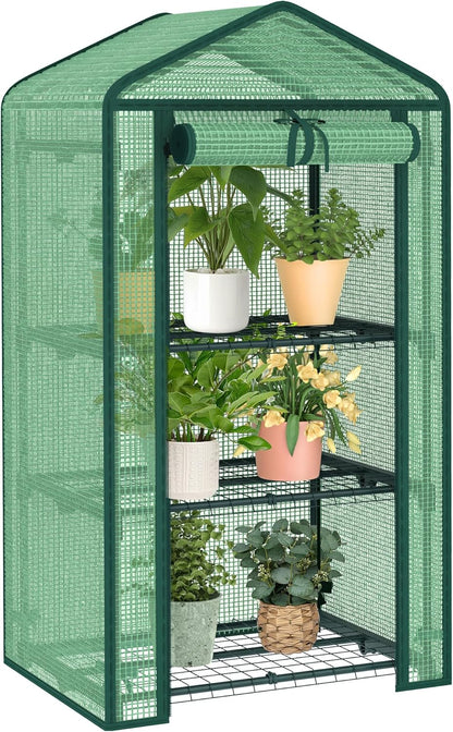 3-Tier Greenhouse for Indoor and Outdoor Use, 4ft Tall Portable Mini Green House with Shelves