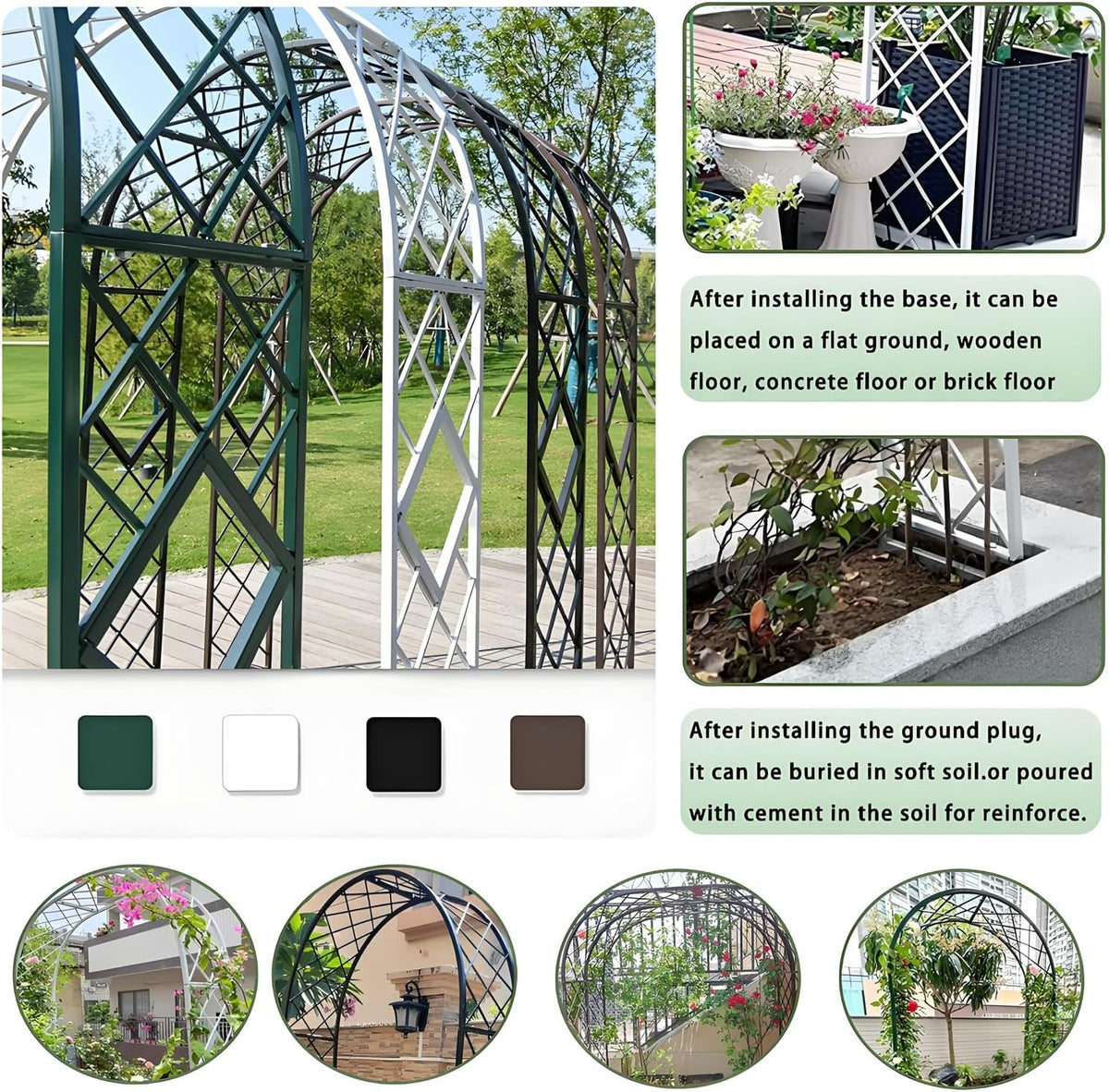 Heavy Duty Garden Arch Trellis, Wide Outdoor Metal Arbor Trellis Arch for Climbing Plants, Sturdy