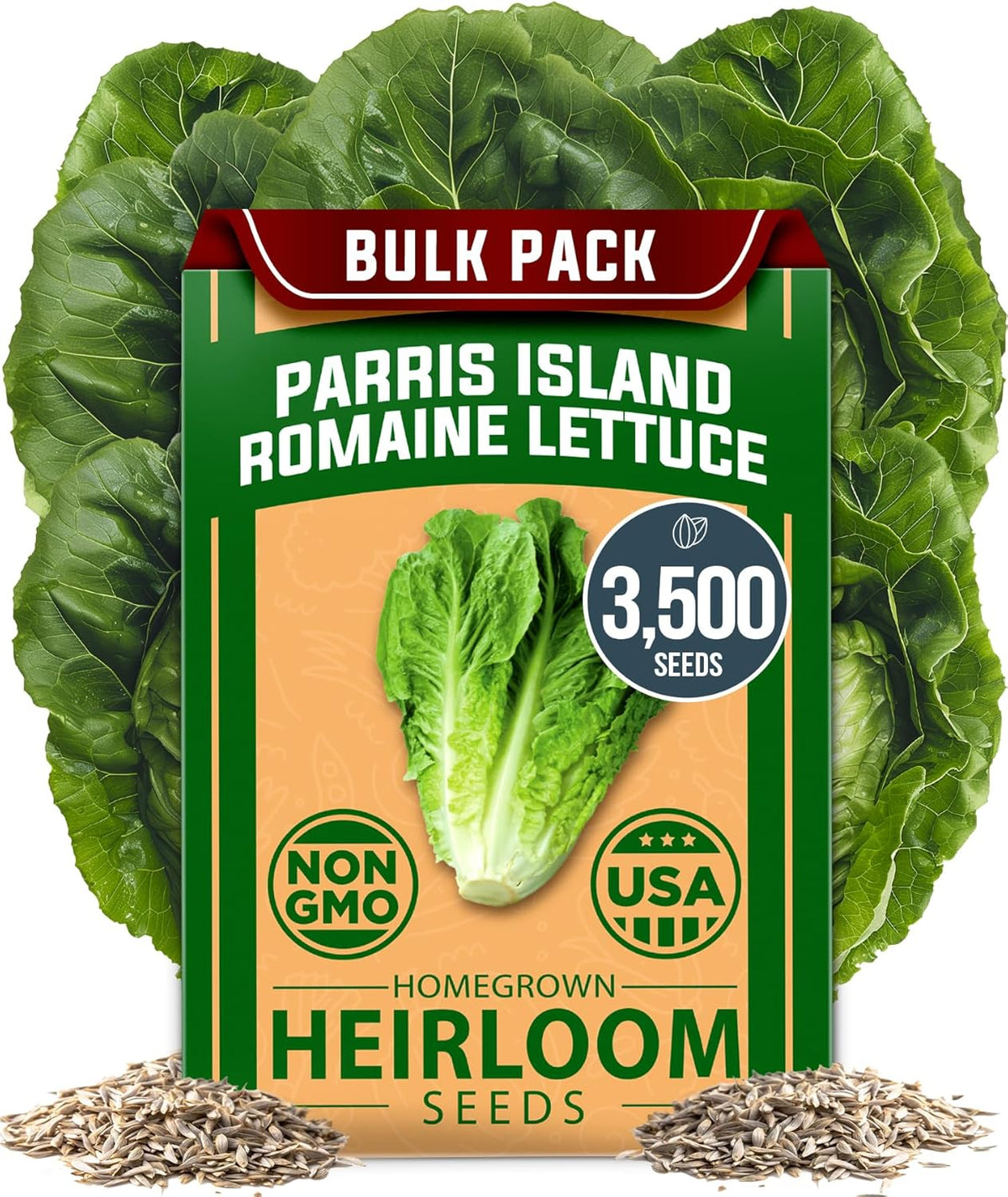 HOME GROWN 𝗨𝗦𝗔 𝗣𝗥𝗘𝗠𝗜𝗨𝗠 Parris Island Romaine Lettuce 3,500+ High Germination Heirloom