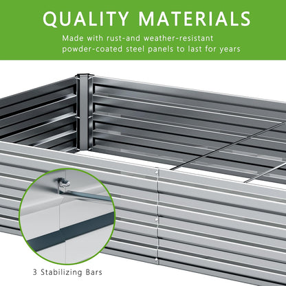 2PCS 12x4x1FT Galvanized Raised Garden Bed Kit,Vegetable Boxes-Rectangle Metal Flower Box,Large