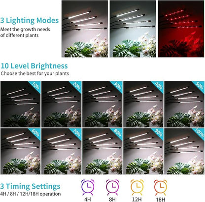Black Clip Grow Lights for Indoor Plants, 168 Full Spectrum LEDs Clip Plant Growing Lamps with