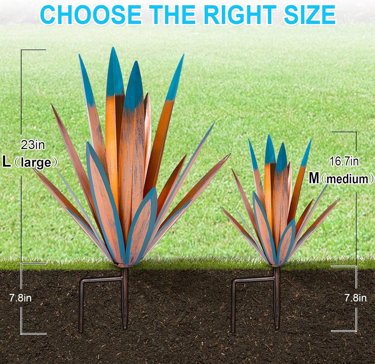 Homight Large Agave Sculpture Rustic Metal Agave Plant Outdoor Interior Decoration Outdoor Lawn