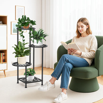 4 Tier Plant Stand Indoor Outdoor, Metal Flower Shelf Display Holder Corner