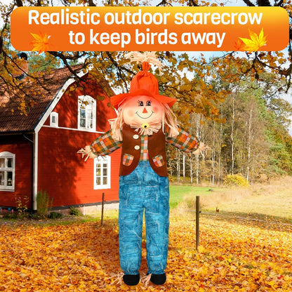 Marsui 1 Pcs 59" Large Outdoor Scarecrow Fall Harvest Thanksgiving Halloween Decoration, Life Size