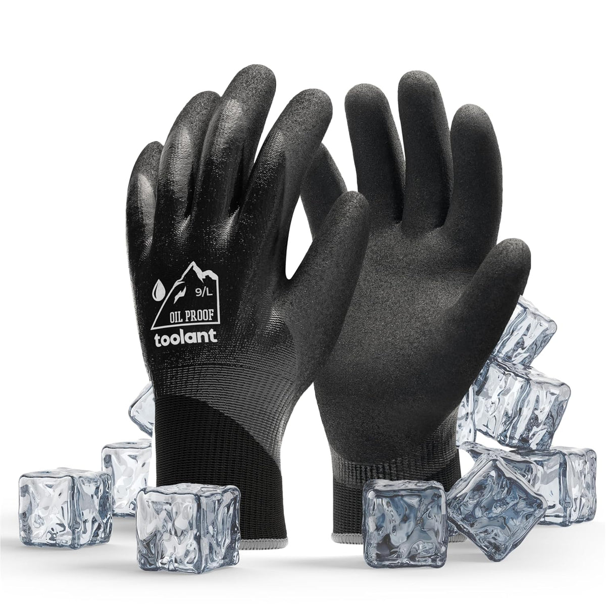 Waterproof Gloves for Men and Women, Freezer Gloves with Grip, Double Nitrile Dipped for Extreme