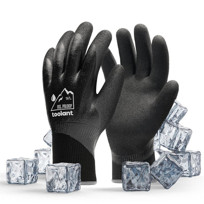 Waterproof Gloves for Men and Women, Freezer Gloves with Grip, Double Nitrile Dipped for Extreme