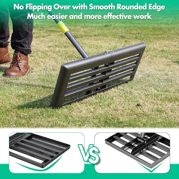 Lawn Leveling Rake,Folding 30x10 Inch Ground Plate,56 Inch Adjustable Long Handle Yard Level Tool