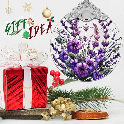 Charming Bauhinia & Violets Stained Glass Orament - Christmas Ornament - Christmas Decorations for