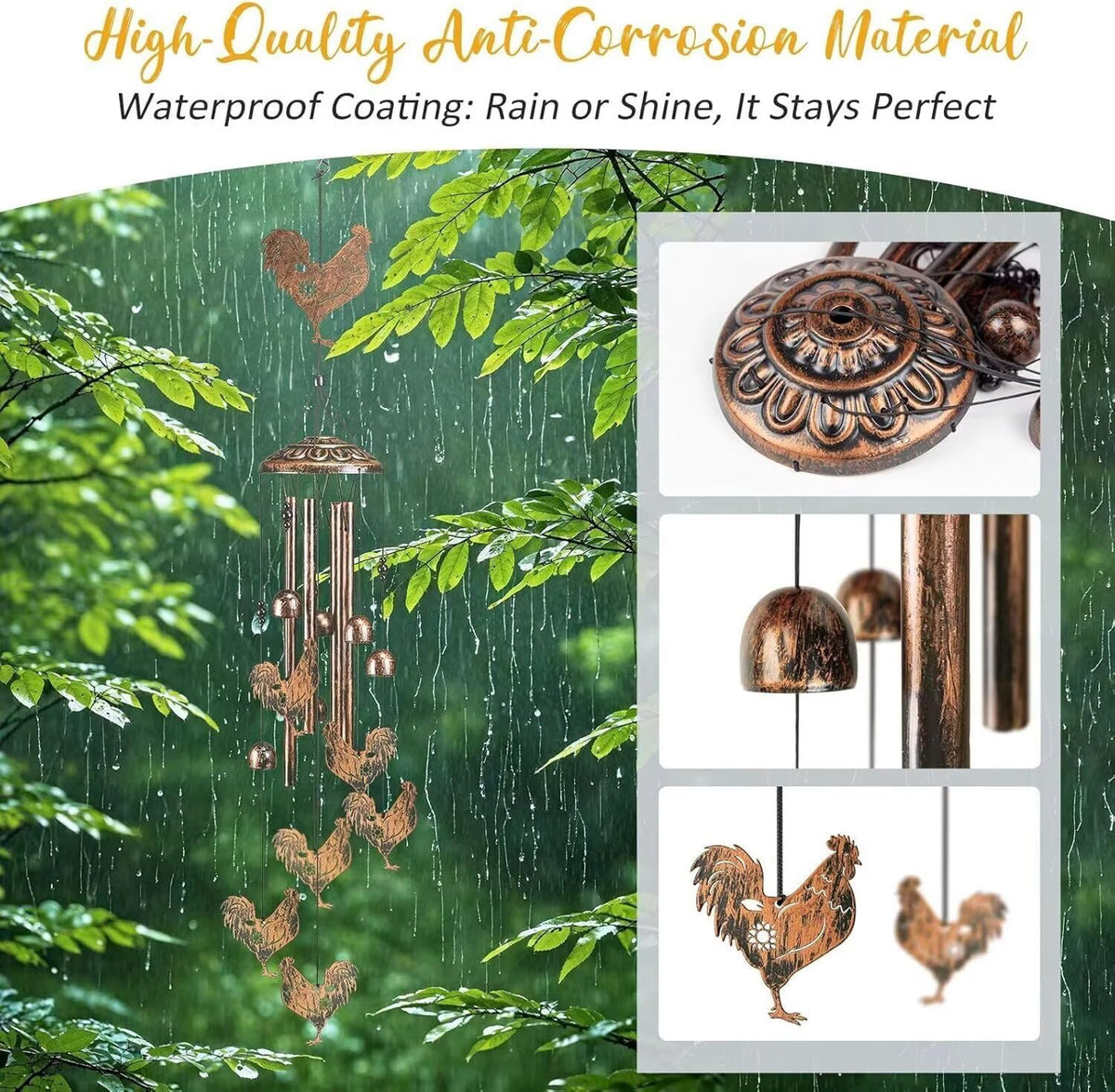 Chicken Wind Chimes for Outside,Gardening Gifts for Chicken Lover，Women，Men，Mom，Birthday Party