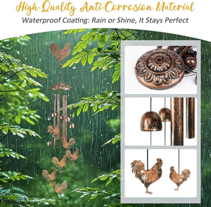 Chicken Wind Chimes for Outside,Gardening Gifts for Chicken Lover，Women，Men，Mom，Birthday Party