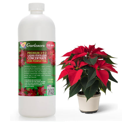 Gardenera Poinsettia Plant Fertilizer - 3-1-2 NPK - Organic Liquid Plant Food for Christmas Flowers