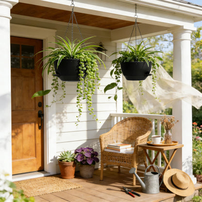 UOUZ 13 Inch 2 Pack Large Self Watering Hanging Planters for Indoor Outdoor Plants, Hanging Plant
