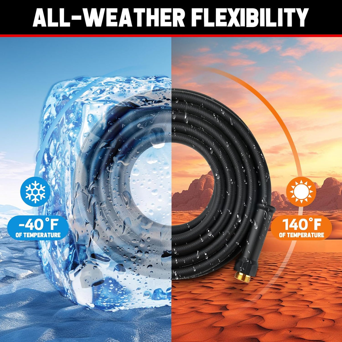 Garden Hose 50 ft x 5/8", NON-EXPANDABLE Heavy Duty Premium Flexible Water Hose, No Kink