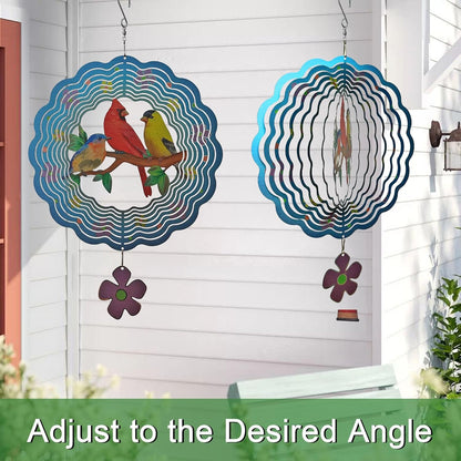 Birds Wind Spinner,Metal Wind Spinners for Outdoor,3D Double Sided Hanging Decor for