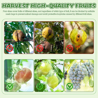 SATINIOR 160 Pcs Fruit Protection Bags, Green Netting Bags, Fruit Cover Mesh Garden Organza Bag