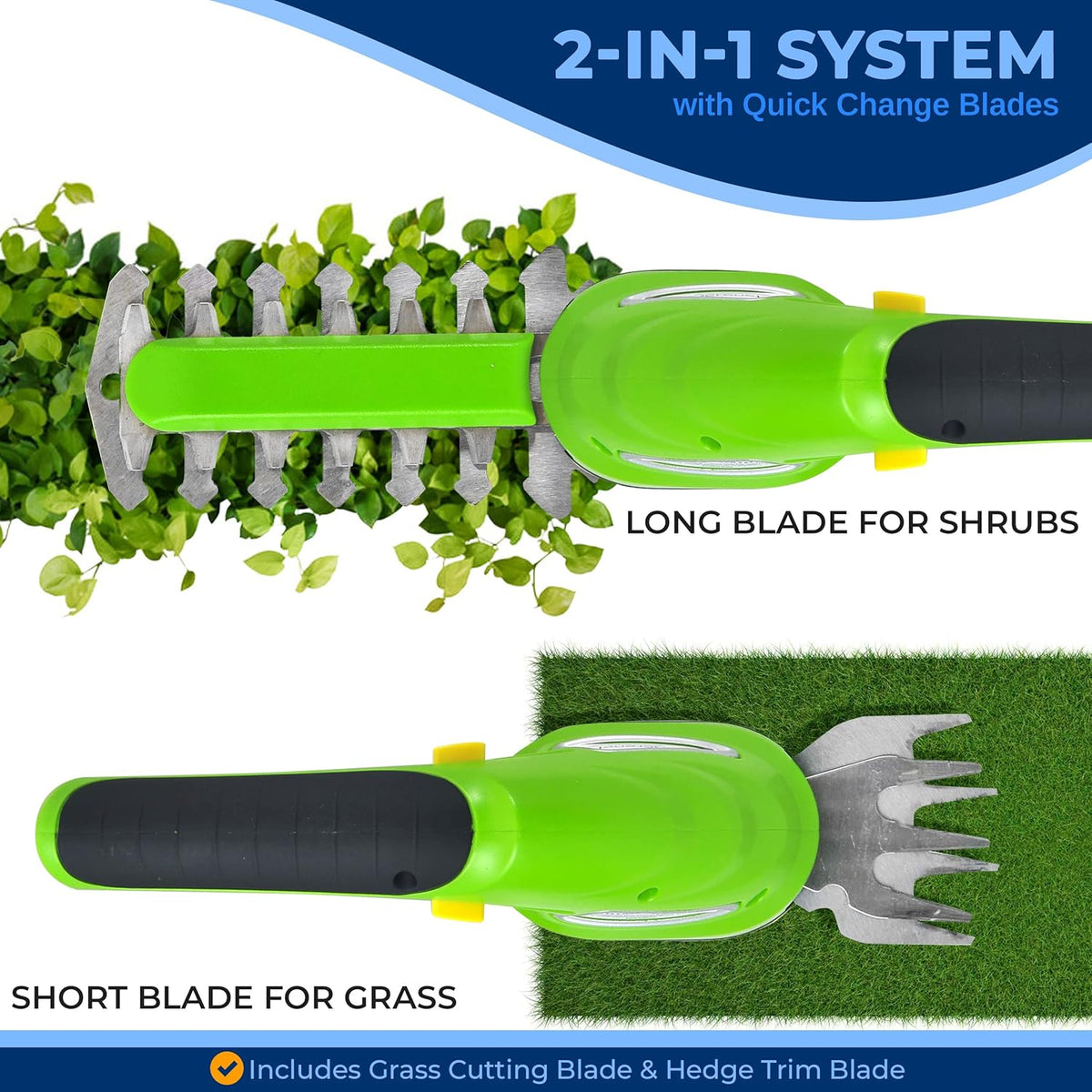 Pyle Cordless Handheld Grass Cutter Shears | Portable Lightweight Electric Hedge Shrubbery Trimmer