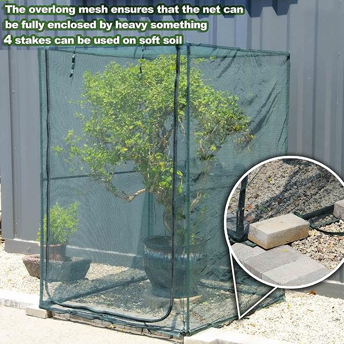 Portable 4'x4' Large 6FT Tall Plant Netting Cover Crop Cages Pest Guard Cover for Vegetables and