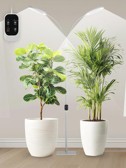GLOWRIUM Grow Lights for Indoor Plants,Plant Light with 3/9/12/16H Grow Light Timer,2-Head 48W Full