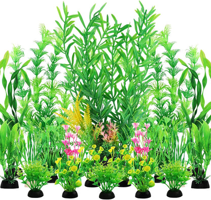 Fish Tank Plants, 20pcs Aquarium Decor Green Plants Artificial Aquarium Decorations Plant, Fish