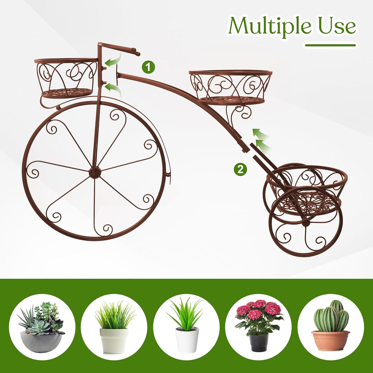 Sorbus Tricycle Plant Stand - Flower Pot Cart Holder - Ideal for Home, Garden, Patio - Great Gift