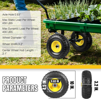 10 Inch Soild Rubber Dolly Tire Wheels, 4.10/3.50-4" Tire and Wheel Flat Free for Garden Carts