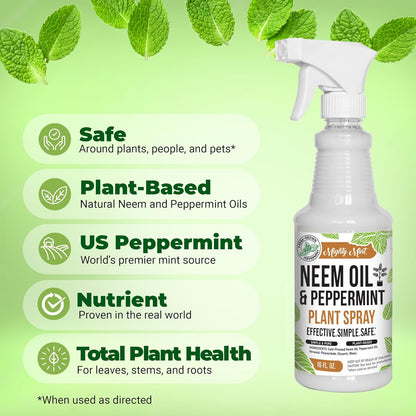 Mighty Mint Neem Oil & Peppermint Plant Nutrient Spray – Natural Leaf Shine for Indoor & Outdoor