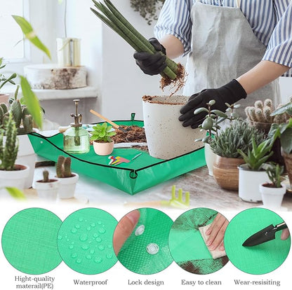 2Pcs Repotting Mat - Large 39'' & Small 26'' Foldable Waterproof Plant Gardening Mat with