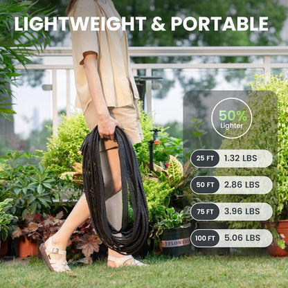 Giraffe Tools Garden Hose 100FT Lightweight Lay Flat Water Hose Kink Free Flexible Hose with 9