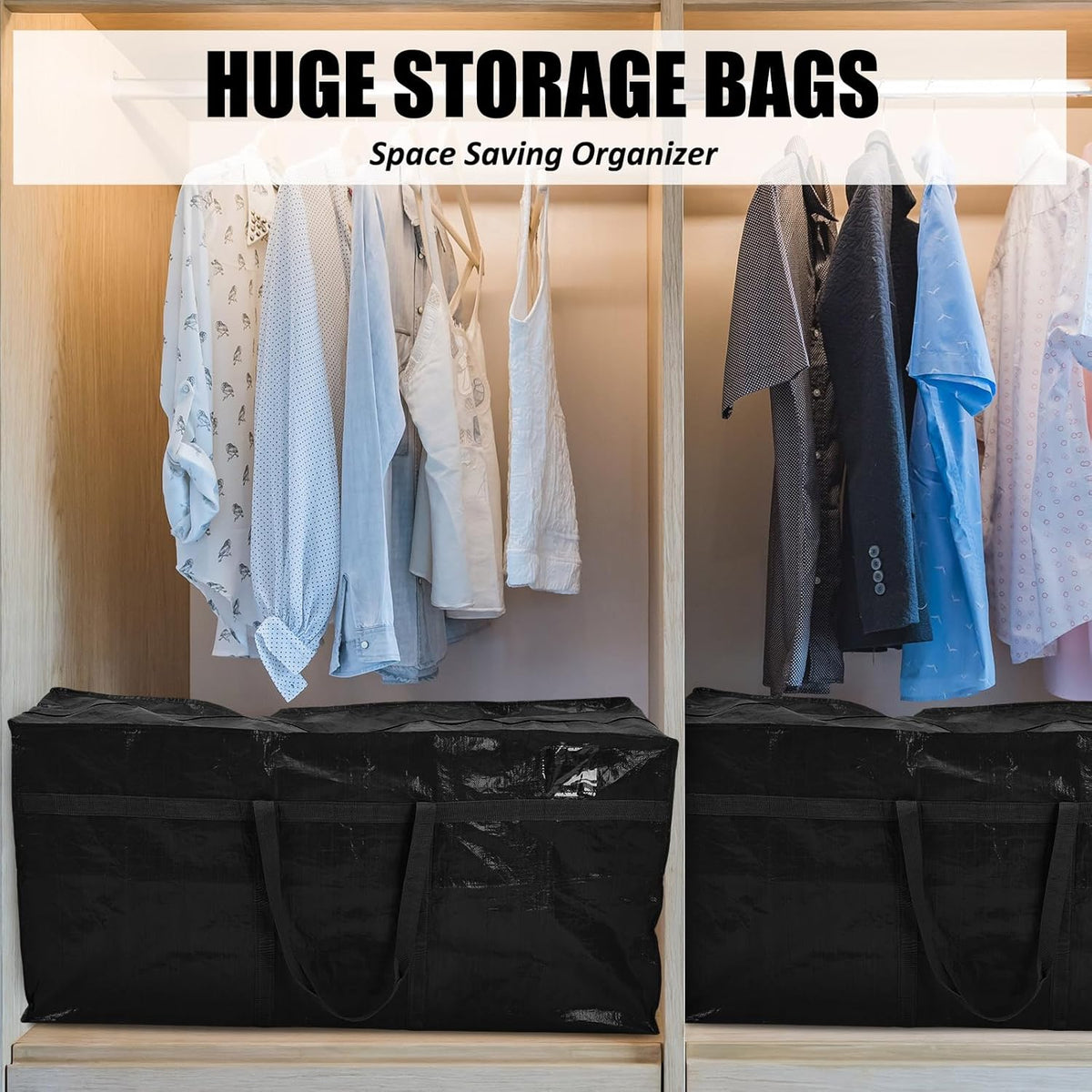4 Pcs 96 Gallon Large Moving Bags with Zipper and Handles Foldable Storage Duffle Bags Heavy Duty