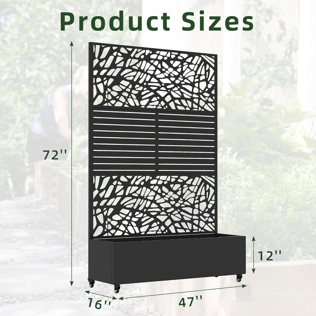 Casaphoria Metal Raised Garden Bed with Trellis and Wheels, 72"x47"x16" Arched Planter Box for