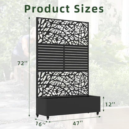 Casaphoria Metal Raised Garden Bed with Trellis and Wheels, 72"x47"x16" Arched Planter Box for