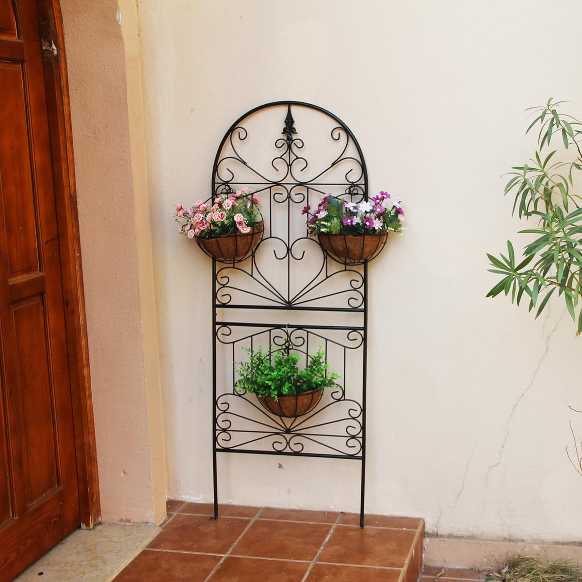 SCENDOR Heavy-Duty Metal Garden Trellis for Climbing Plants, 59" H x 22" W Rust-Proof Outdoor Plant